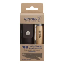 Couteau de Poche N°8 en Inox avec Etui Hêtre Opinel