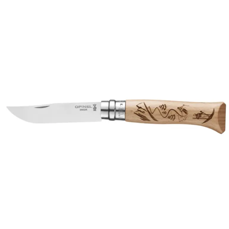 Couteau N°8 Gravure Ski Sport Opinel