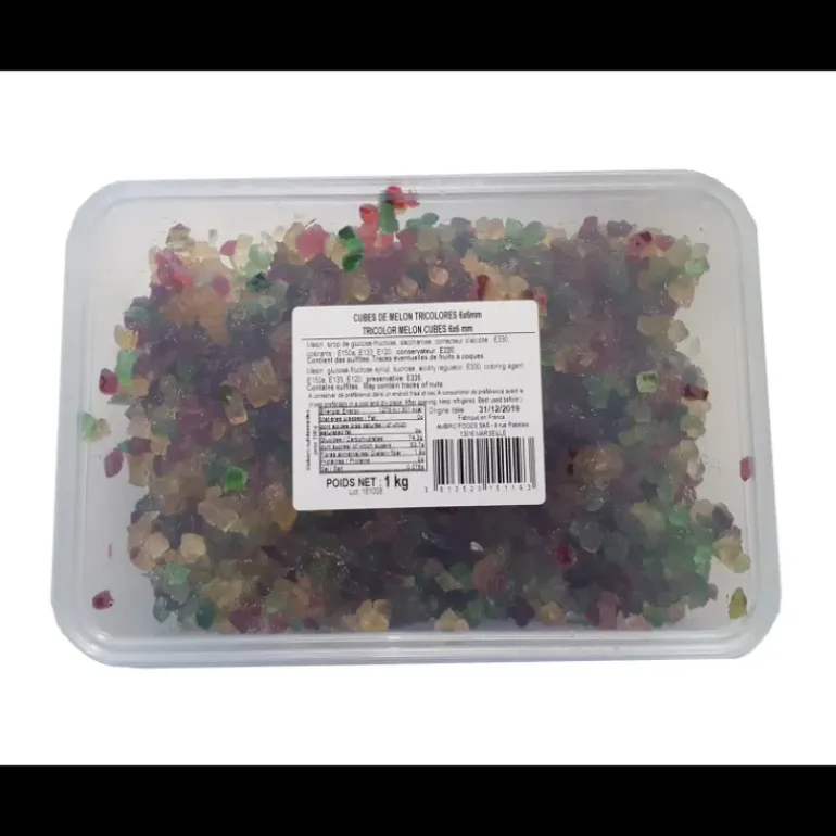 Cubes de Melon confit tricolores 1 kg