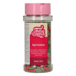 Décoration en Sucre Mélange Holly Feuilles de Houx et Baies 55 g Funcakes