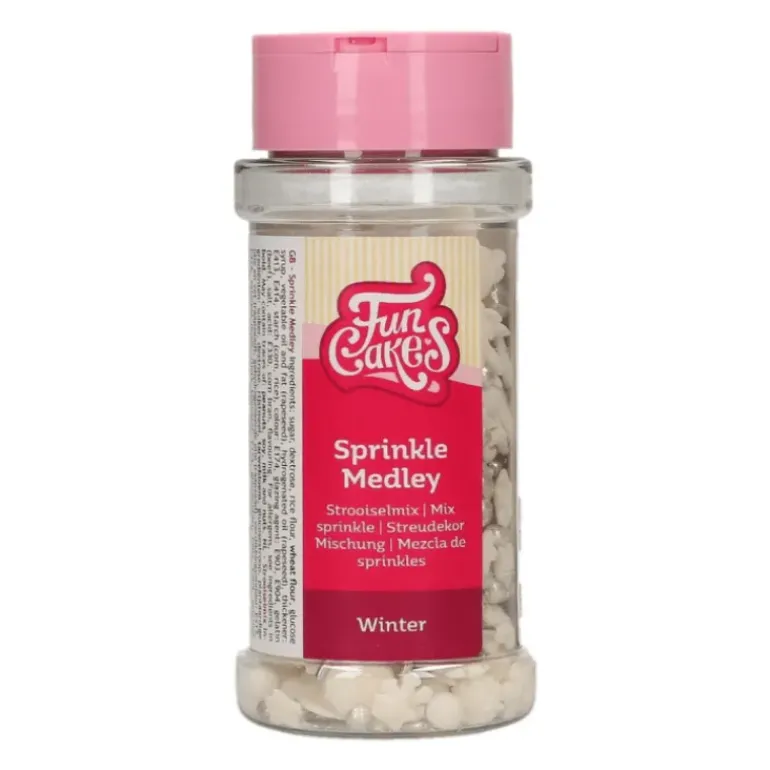 Décoration en Sucre Mélange Hiver Blanc et Argenté 50 g Funcakes