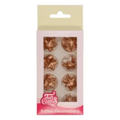 Décoration Gâteau Etoiles Bronze en Pâte à Sucre Funcakes (x24)