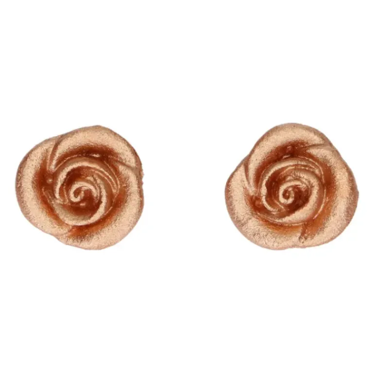Décorations Gâteau Roses Bronze en pâte d’amande (x6) Funcakes