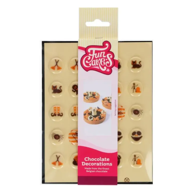 Décors Chocolat Blanc 10 Motifs Halloween Funcakes (x25)