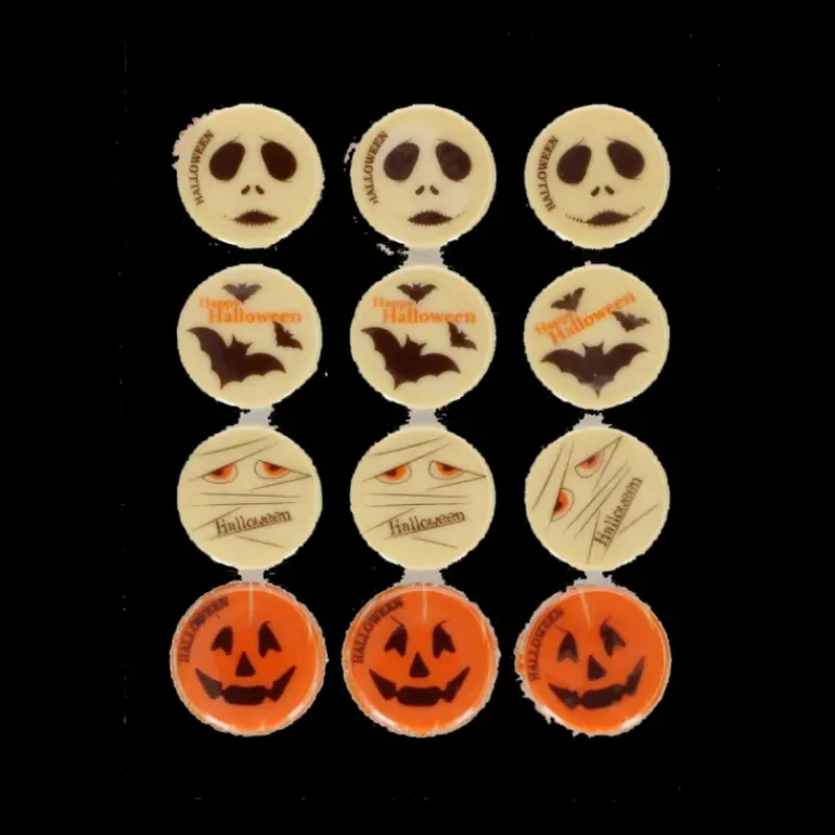Décors Chocolat Blanc 4 Motifs Halloween Funcakes (x12)