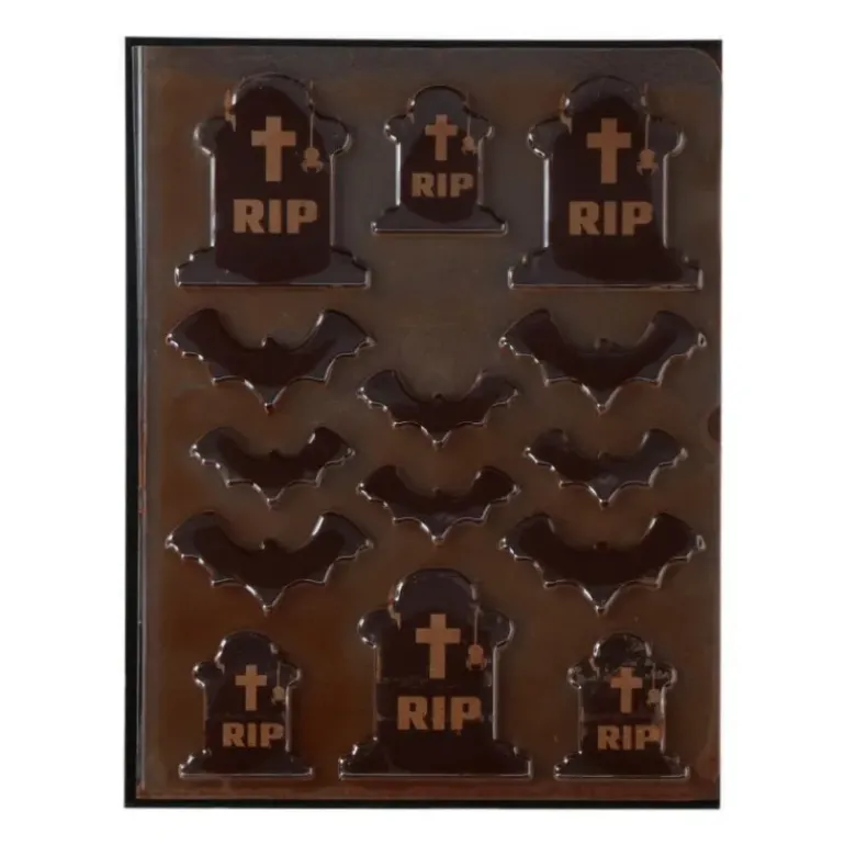 Décors Chocolat Noir Cimetière Halloween Funcakes (x12)