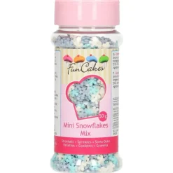 Décors en Sucre Mini Flocons Bleu et Blanc 50 g Funcakes
