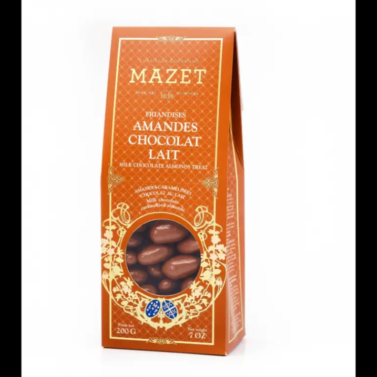 Etui Pincé Friandises Amandes Chocolat Lait 200 g Mazet