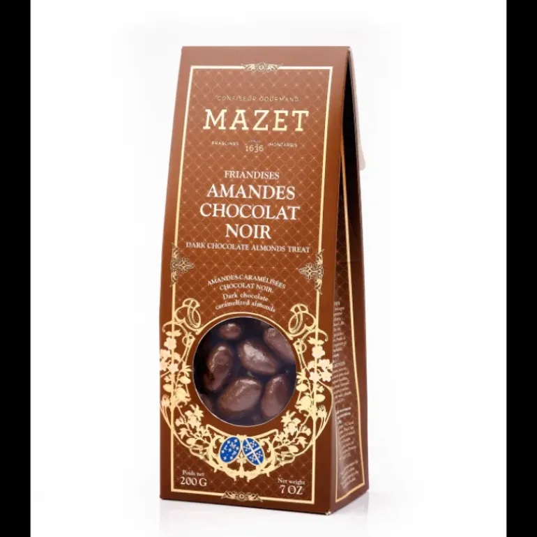 Etui Pincé Friandises Amandes Chocolat Noir 200 g Mazet