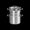 Faitout Inox 20 cm avec Panier Vapeur Le Creuset