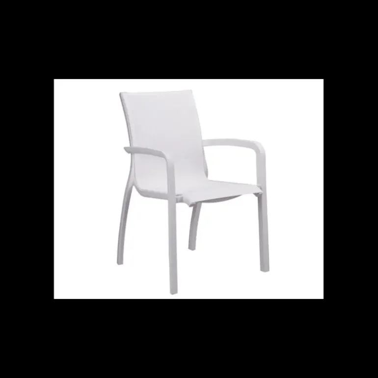 Fauteuil d'extérieur Blanc Glacier et Toile Blanche Sunset Grosfillex