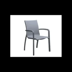 Fauteuil d'extérieur Gris Platinium et Toile Grise Sunset Grosfillex