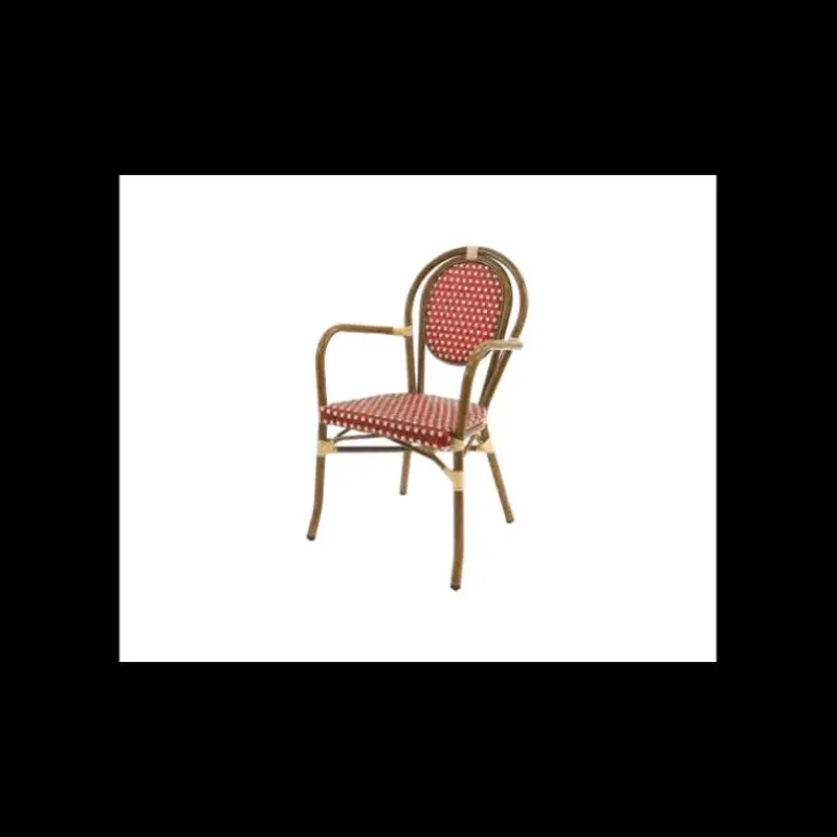 Fauteuil Tressé Bamboo Rouge et Crème Lyrose