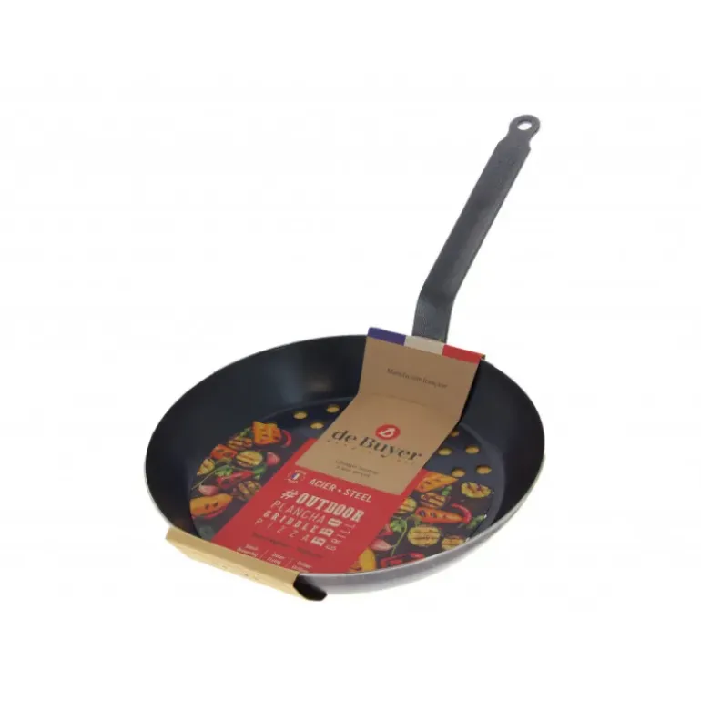 FIN DE SERIE Poêle à Légumes Perforée Tôle Bleue Ø 28 cm Outdoor De Buyer