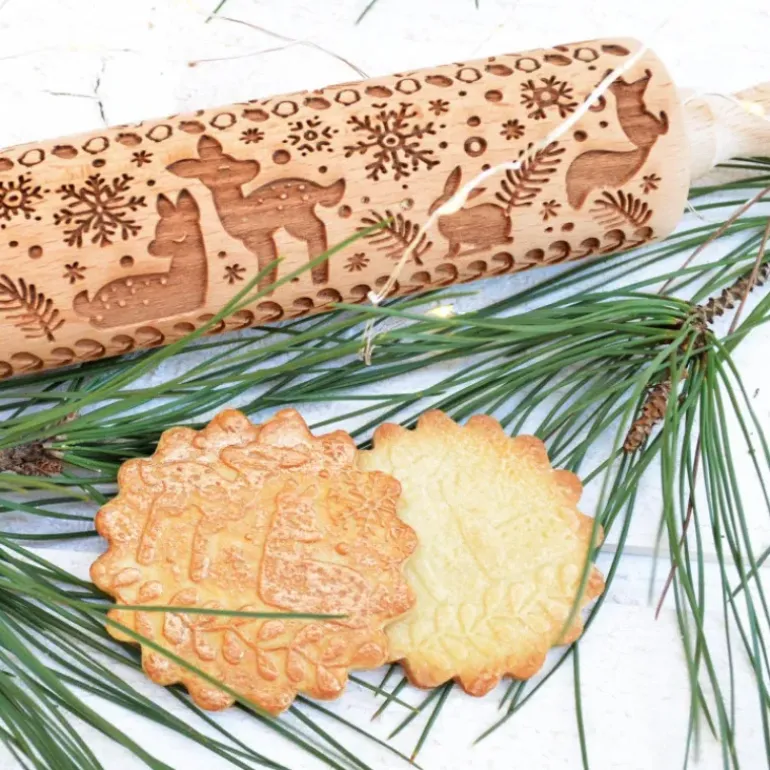 FIN DE SERIE Rouleau à Pâtisserie Motif Noël Forêt Enchantée 39 cm Scrapcooking