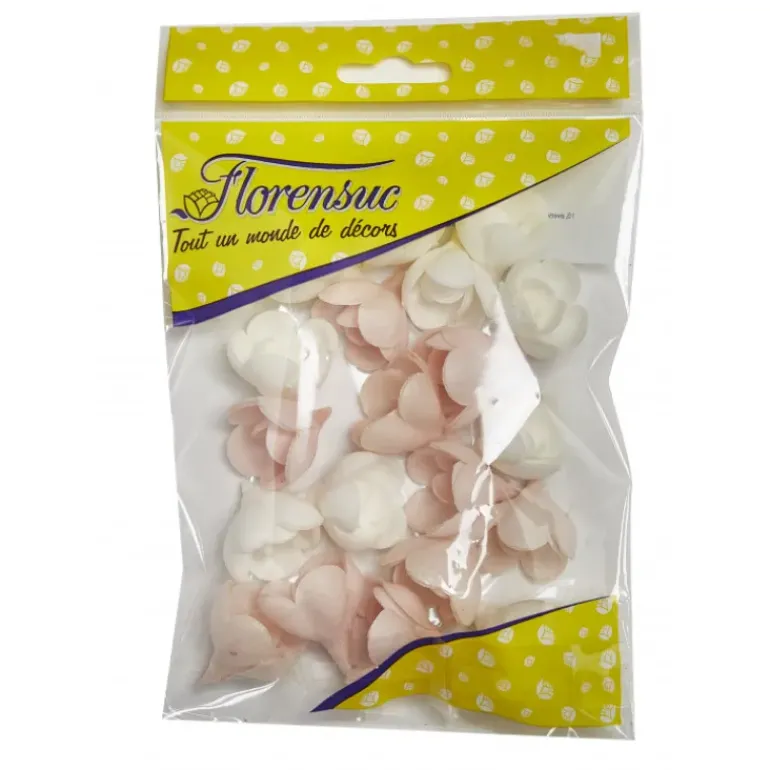 Fleur Azyme Bio Rose Rose et Blanche 3 cm x20 Florensuc