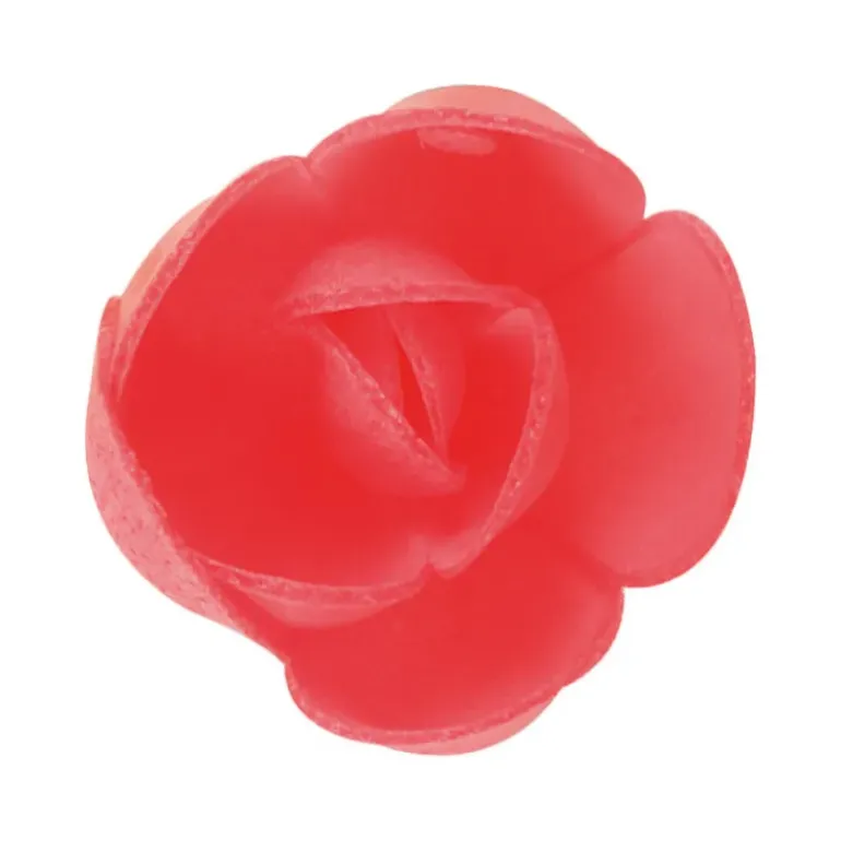 Fleurs de rose carmin x6, grandes feuilles x12 - en Azyme