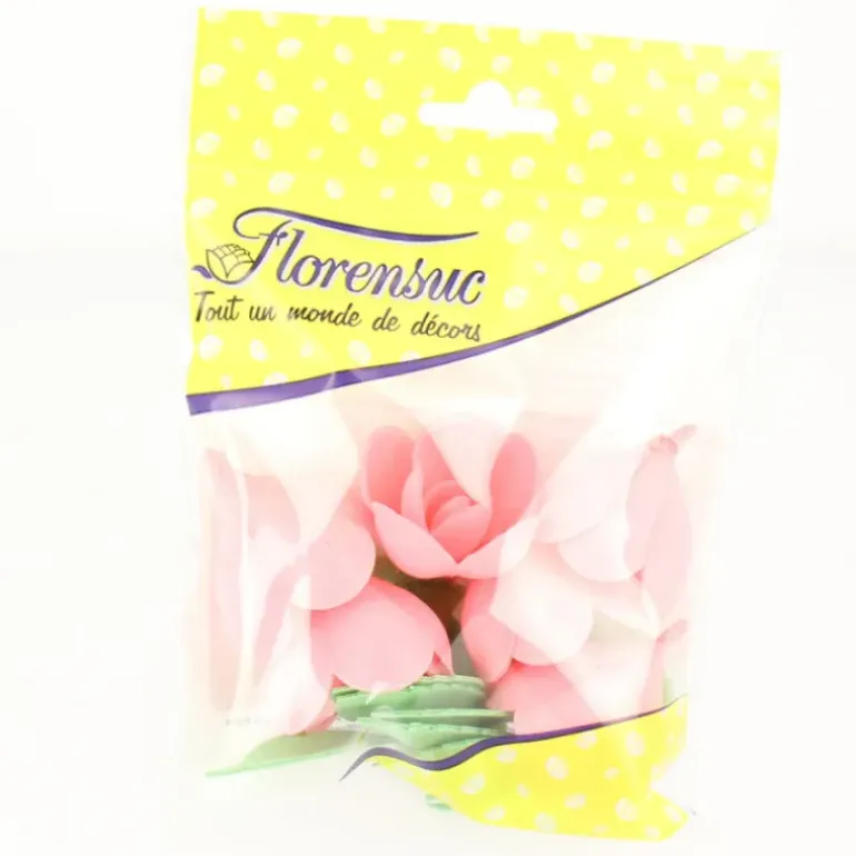 Fleurs de roses x6, grandes feuilles x12 - en Azyme