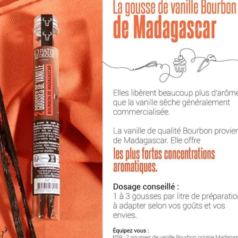 Gousse de Vanille Bourbon Madagascar (x2) Patisdécor