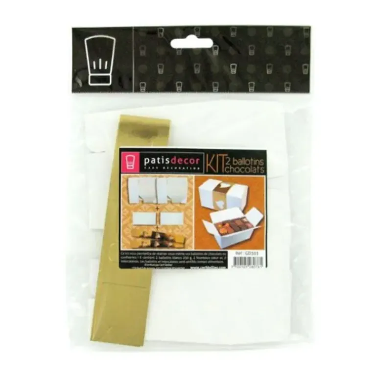 Kit Ballotin Blanc et Or Patisdécor (x2)