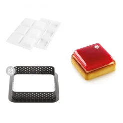 Kit Moule Silicone 6 Tartelettes Carrées 80mm Silikomart Professional