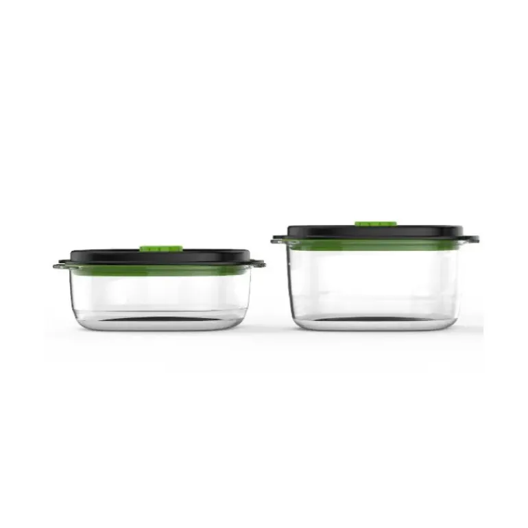Lot 2 Boîtes Alimentaires Sous Vide Fraîcheur & Marinade 0.7L + 1.2L FoodSaver