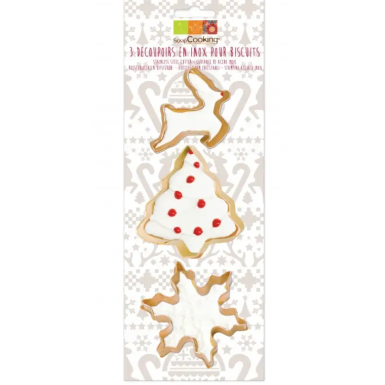 Lot Découpoirs Noël Inox Dorés x3 Scrapcooking