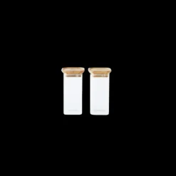 Lot de 2 Boites de Conservation Carrées en Verre et Bambou 320 ml Pebbly