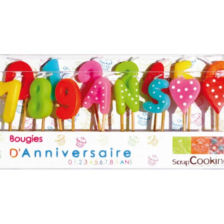 Lot de 15 Bougies 1,2,3,4,5,6,7,8,9 ans Scrapcooking
