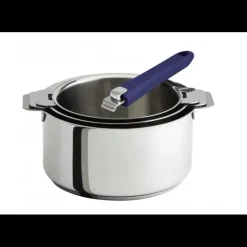 Lot de 3 Casseroles inox avec Poignée Bleue Mutine Amovible Cristel