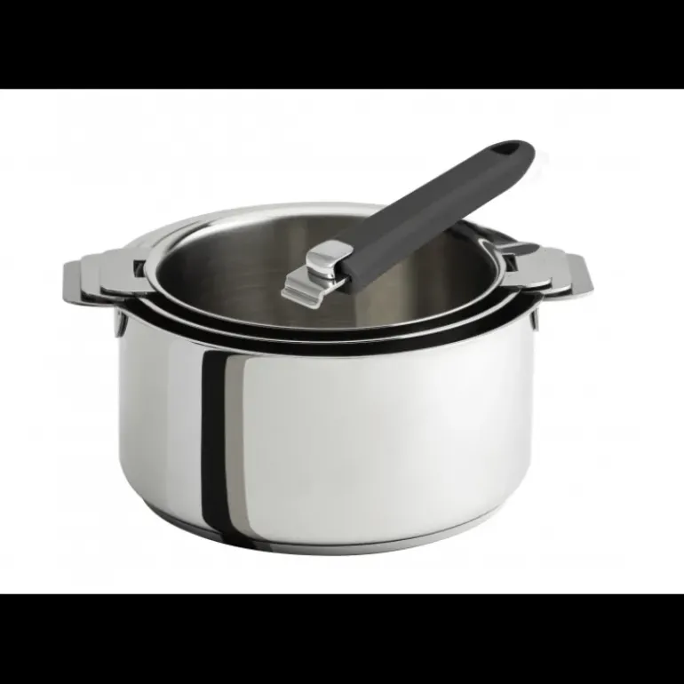 Lot de 3 Casseroles inox avec Poignée Grise Mutine Amovible Cristel