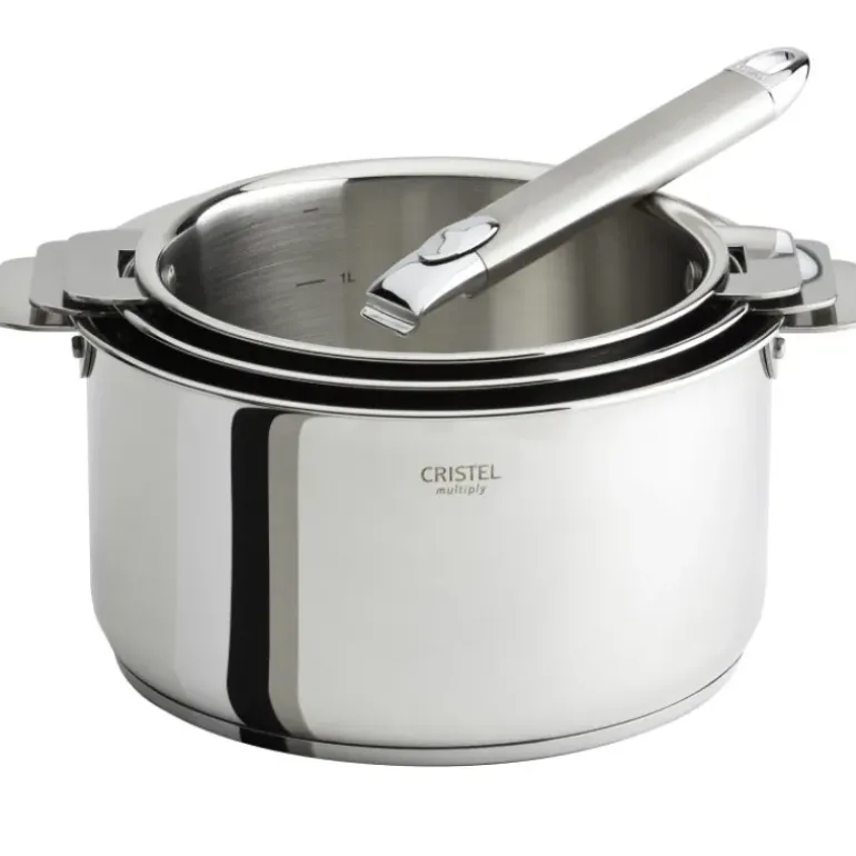 Lot de 3 Casseroles inox Casteline avec 1 Poignée Zénith Amovible Cristel