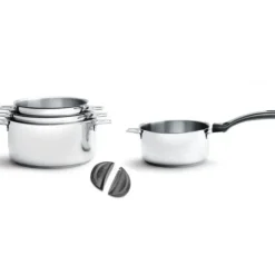 Lot de 4 Casseroles Twisty + 1 Queue + 2 Anses Noires