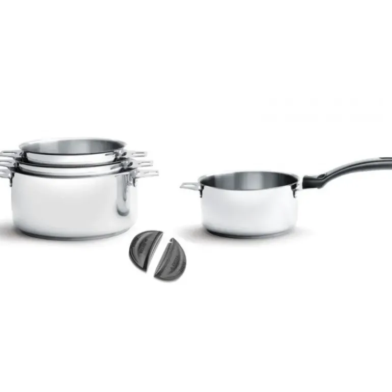 Lot de 4 Casseroles Twisty + 1 Queue + 2 Anses Noires