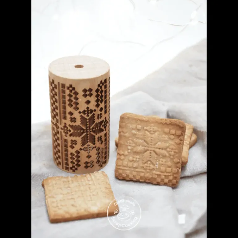 Mini Rouleau à Pâtisserie Empreinte Point de Croix 7 cm Scrapcooking