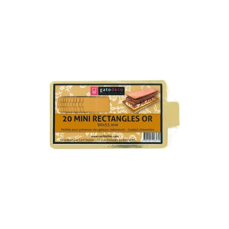 Mini-Rectangles Dorés 9 x 5,5 cm (x20) Gatodéco