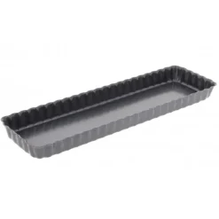 Moule Anti Adhésif Tarte Rectangle Fond Amovible 35,6 x 10,2 cm x H 2,7 cm De Buyer