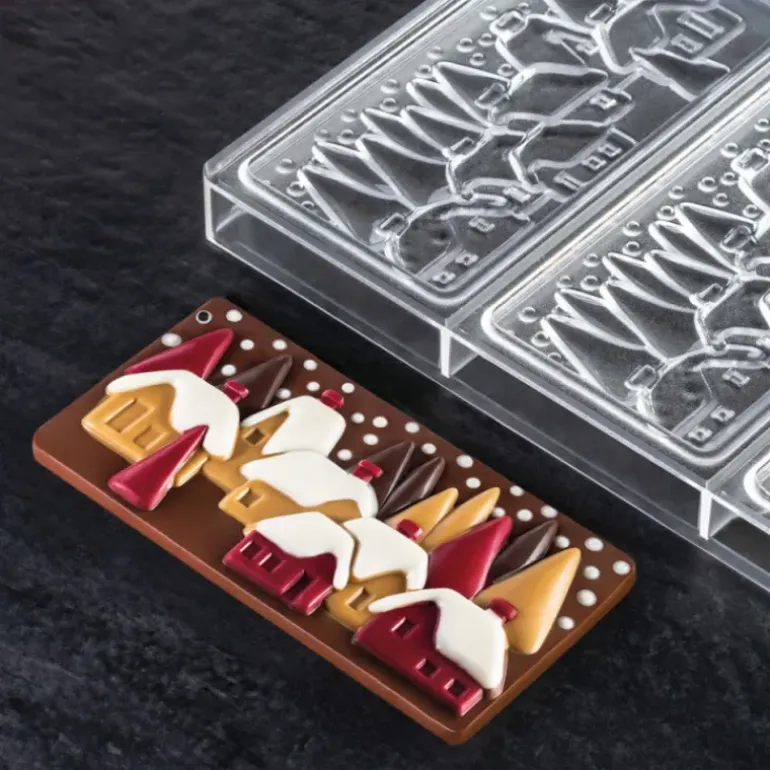 Moule Tablette Chocolat Village De Noël 15,4 x 7,7 Pavoni