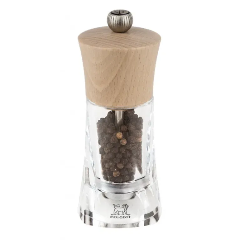 Moulin à Poivre Oléron 14 cm Transparent-Bois Naturel Peugeot