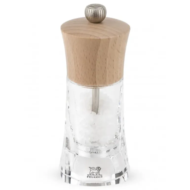 Moulin à Sel Oléron 14 cm Transparent-Bois Naturel Peugeot