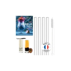 Pailles en Verre RéutilisablesBubble Tea (x4) Alla France