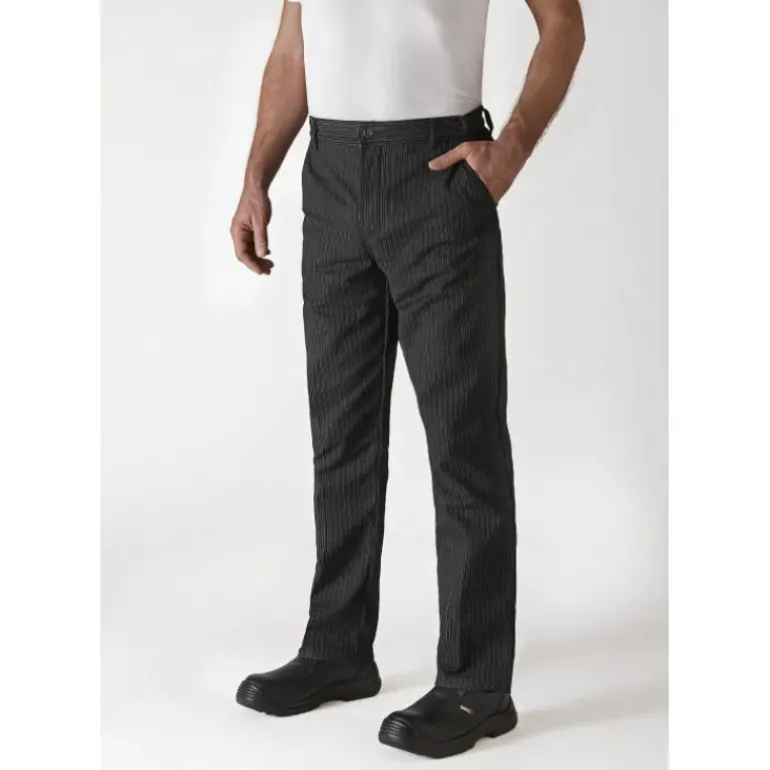 Pantalon de Cuisine Mixte Rayé Noir/Blanc TIMEO T.40 Robur