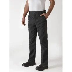Pantalon de Cuisine Mixte Rayé Noir/Blanc TIMEO T.48 Robur