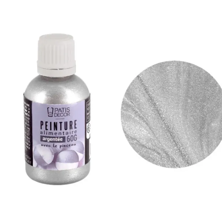 Peinture Alimentaire Argentée 63 g Patisdécor