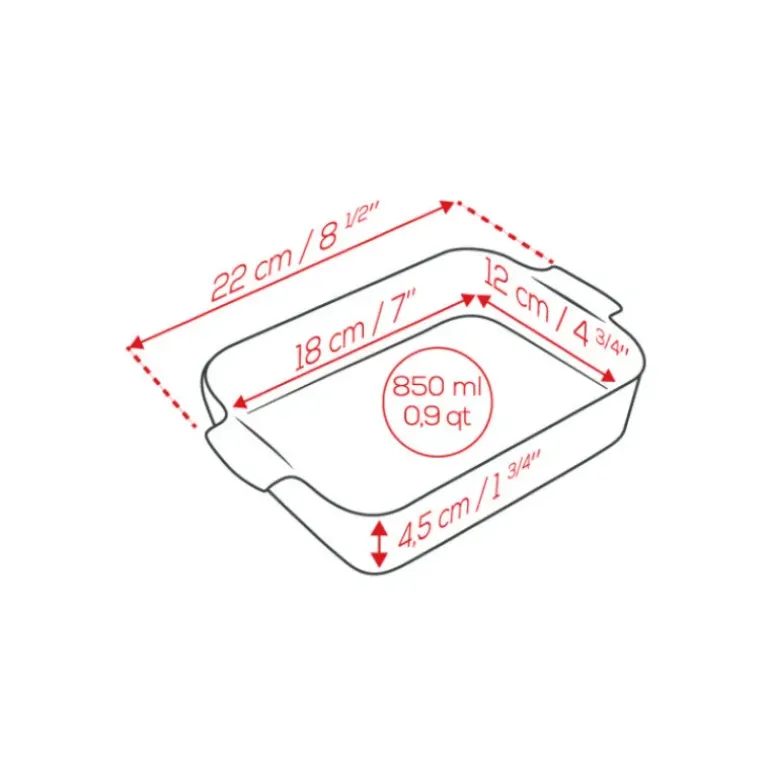 Plat à Four Rectangulaire en Céramique Appolia 22 cm Rouge Peugeot