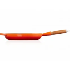 Poêle en Fonte 28 cm Volcanique avec Manche en Bois Le Creuset Signature