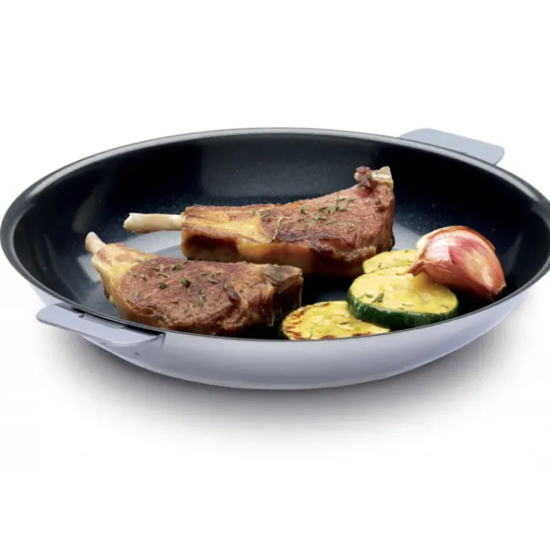 Poêle Mutine Ovale Ø 35 cm Manche Amovible Anti-Adhésive Inox Cristel