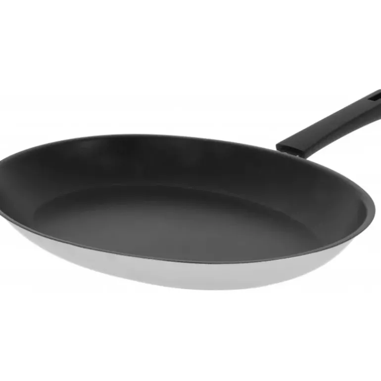 Poêle Ovale Mutine Ø 35 cm Manche Fixe Anti-Adhésive Inox Cristel