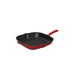Poêle-gril en Fonte carré 20 cm Rouge Chasseur