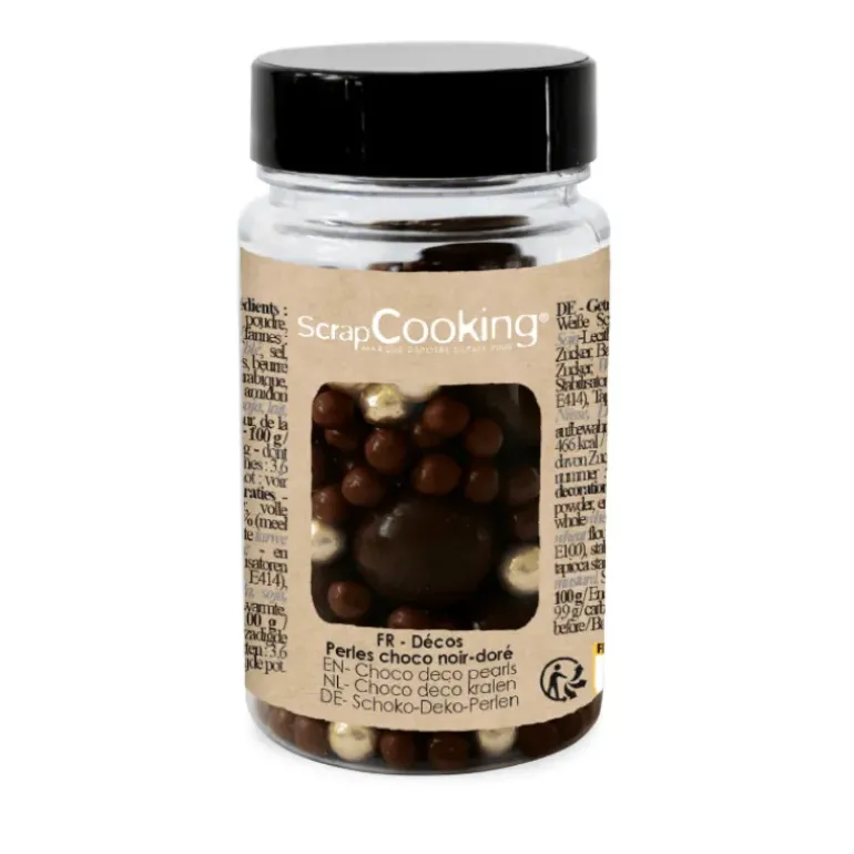 Pot de Décors en Perles Or et Chocolat Noir 50 g ScrapCooking